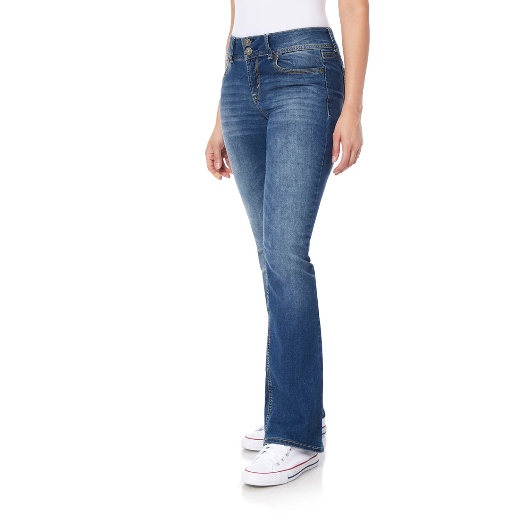 WallFlower Women's Luscious Curvy Bootcut Mid-Rise Insta Stretch Juniors Jeans (Standard and Plus)