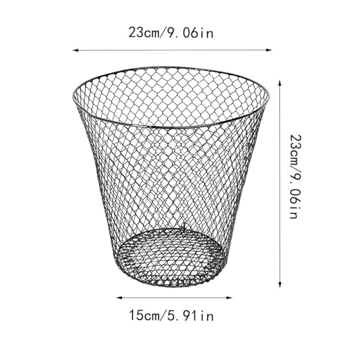 Wire Mesh Round Waste Basket 9 Inch Black A737