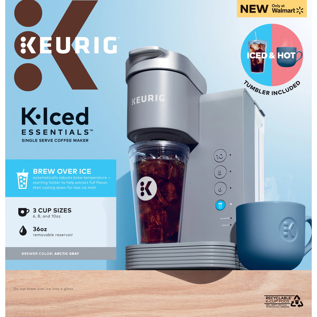 Keurig K-Iced Essentials Gray Iced and Hot Single-Serve K-Cup Pod Coffee Maker A122432