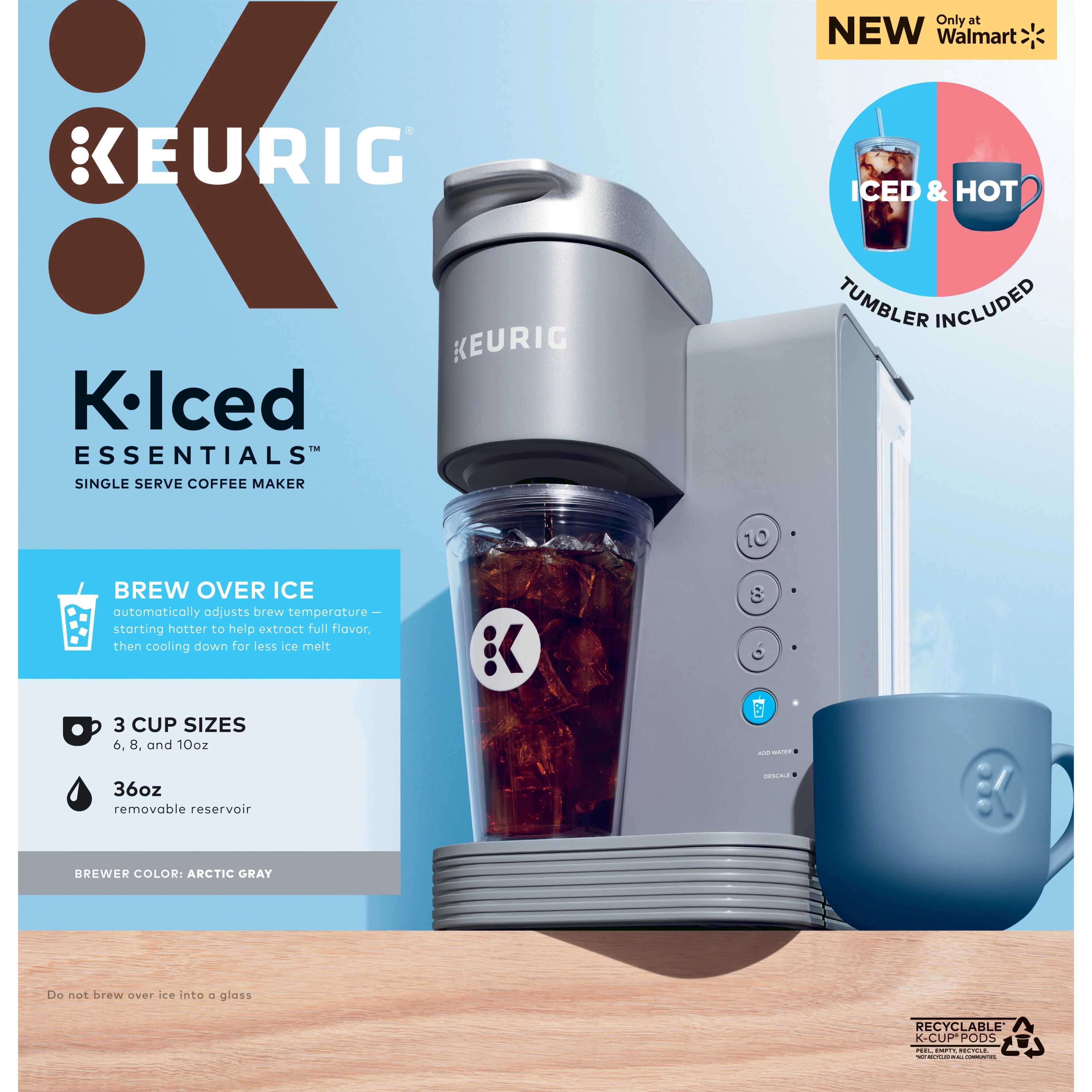 Keurig K-Iced Essentials Gray Iced and Hot Single-Serve K-Cup Pod Coffee Maker A122432