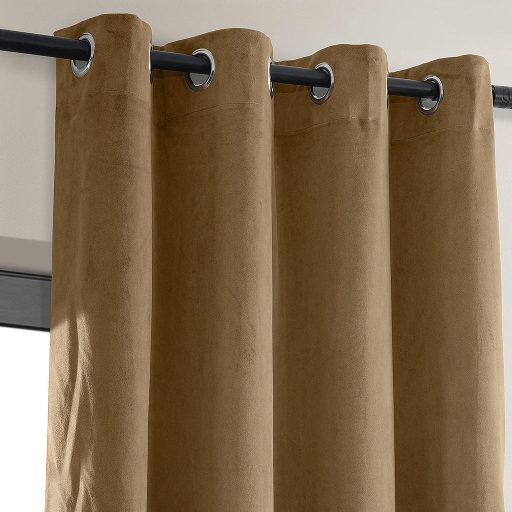 HPD Half Price Drapes Signature Grommet Blackout Velvet Curtains 50 x 96, Amber Gold L2171