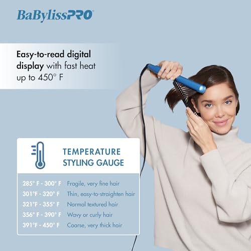 BaBylissPRO Nano Titanium Flat Iron Hair Straightener, 1" Digital B60594