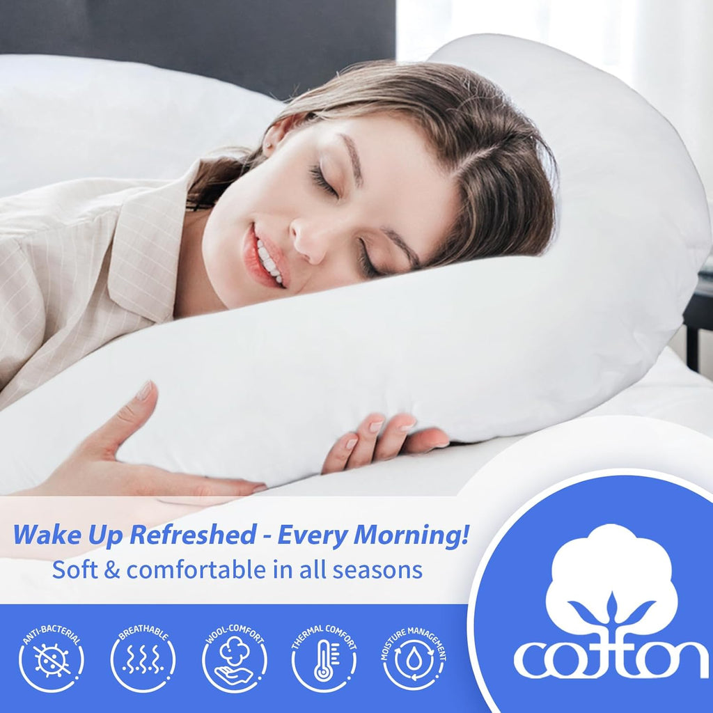 Cotton Pillowcase for Contour Swan Body Pillow, Zippered Closure, White E71902
