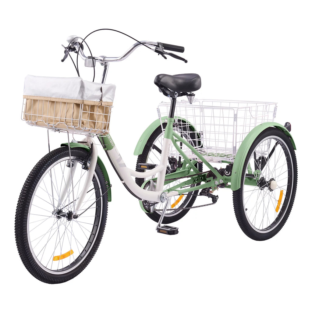 VIRIBUS Adult Tricycle 26 Inch 7 Gears with Front Rear Basket O4659