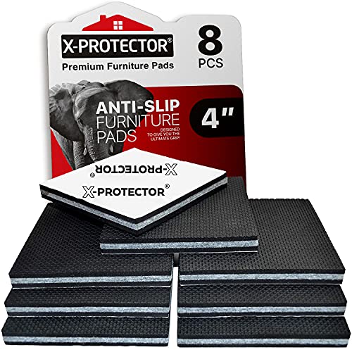 X-PROTECTOR Non Slip Furniture Pads – 4 PCS Premium Furniture Grippers 6"! Best SelfAdhesive Rubber Feet Furniture Feet – Ideal Non Skid Furniture Pad Floor Protectors – Keep Furniture in Place!