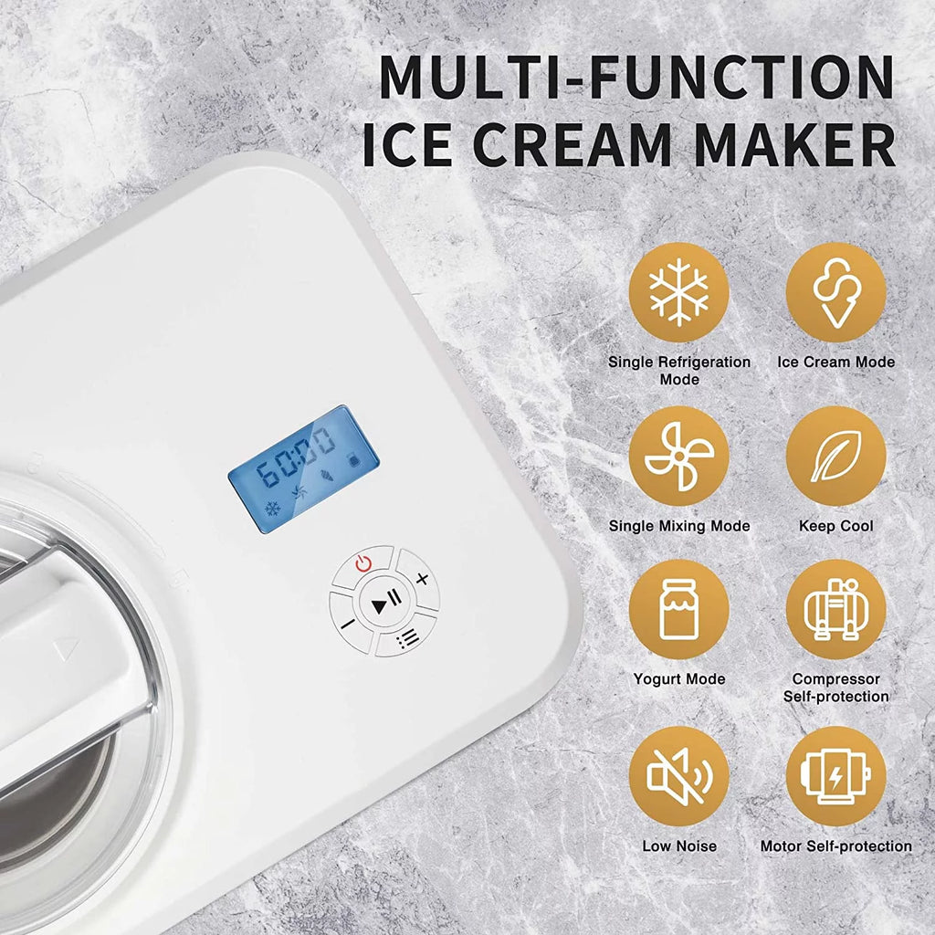 Auseo 1.5qt Ice Cream Maker with Compressor, Electric Automatic O883