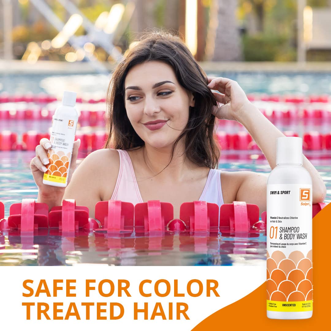 Solpri Swimmers Chlorine Swim Shampoo and Body Wash Unscented with Vitamin C 8 Fl Oz O471
