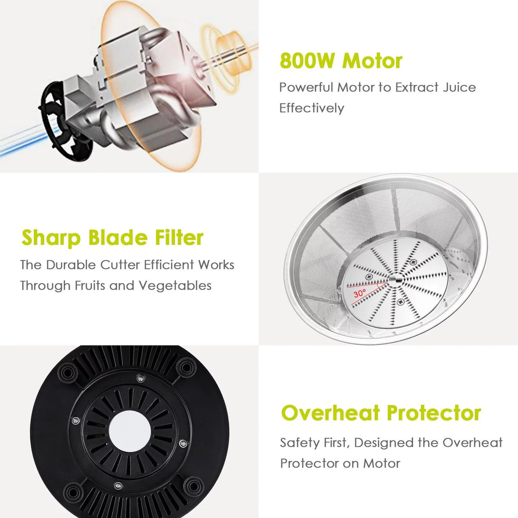 Ktaxon Juicer Wide Mouth 800W Centrifugal Juice Extractor, 2 Speed, Stainless Steel Z137625