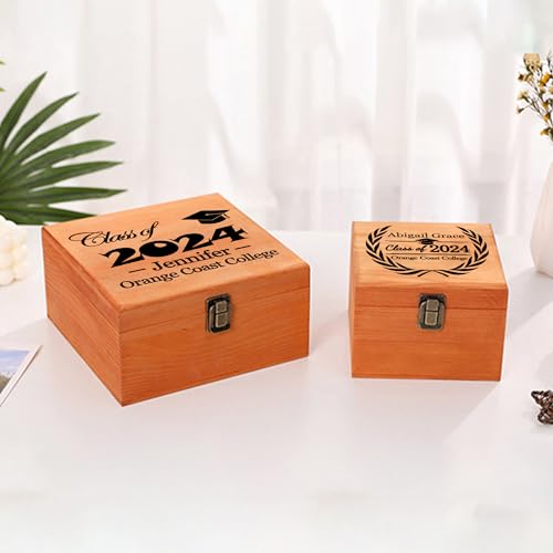 Personalized Graduation Wooden Box with Name & Grad Year for Him Her U9563