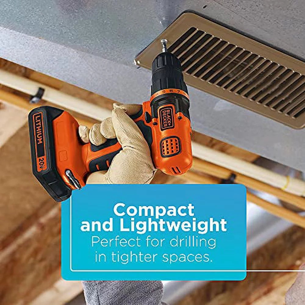 BLACK+DECKER 20V MAX Cordless Drill and Driver with Battery and Charger J84873