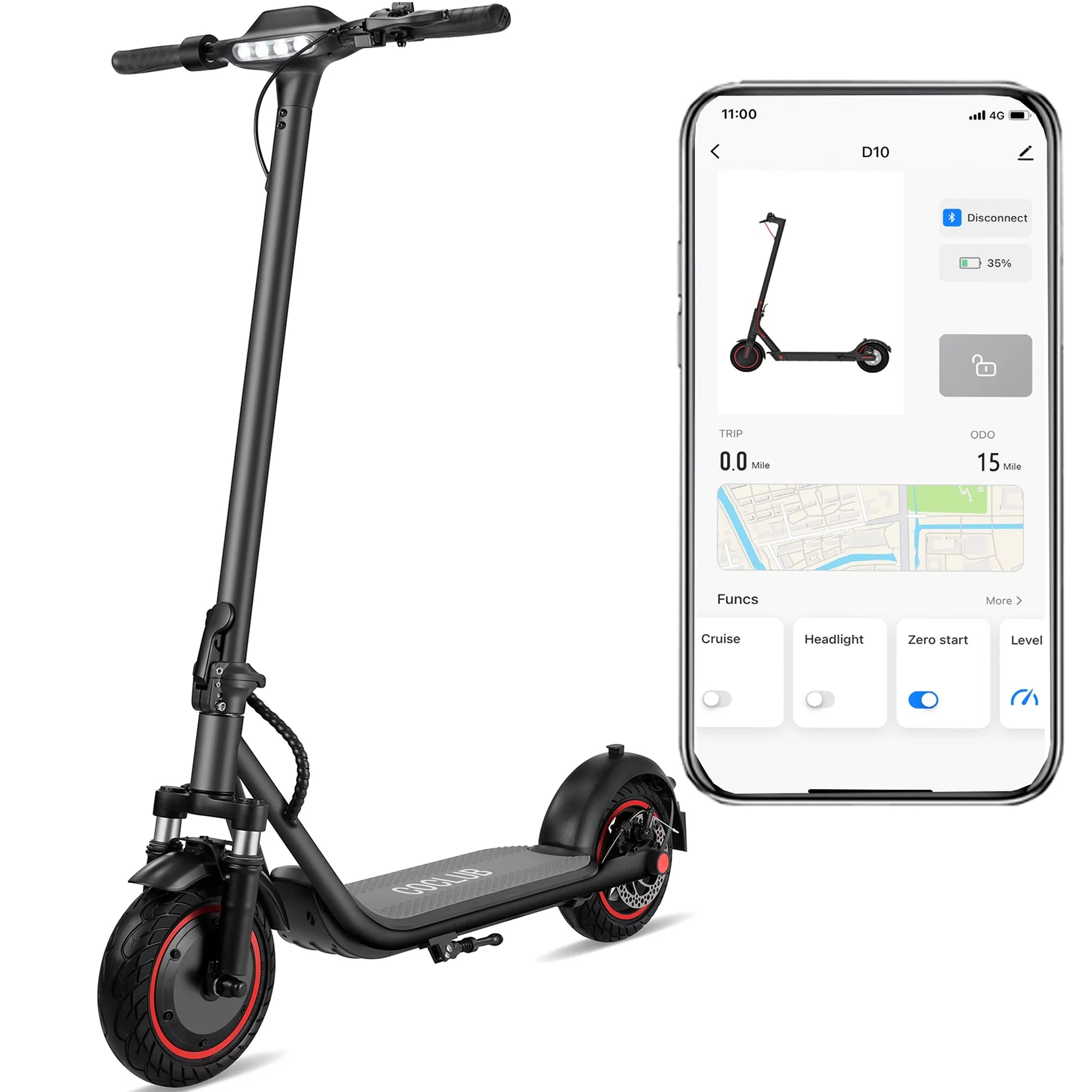Adults Electric Scooter, 500W Motor up to 15 MPH,15 Miles Long-Range, 10" Solid Tires, Dual Braking Safety System, Folding Electric Scooter for Adults and Teens, Electric Transportation for Commuter