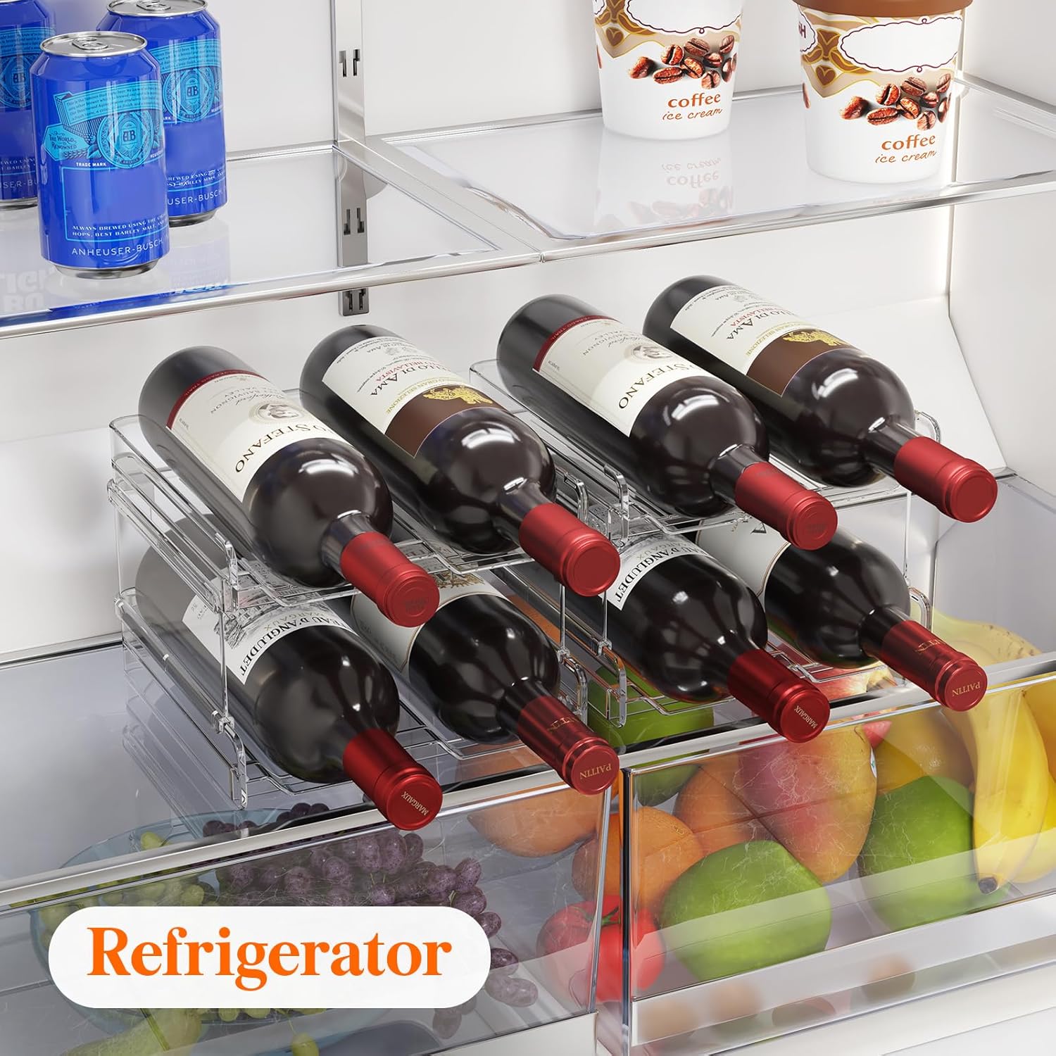 Lifewit Bar Cart, 2 Tier Drink Cart with 9 Wine Bottle Racks D9940