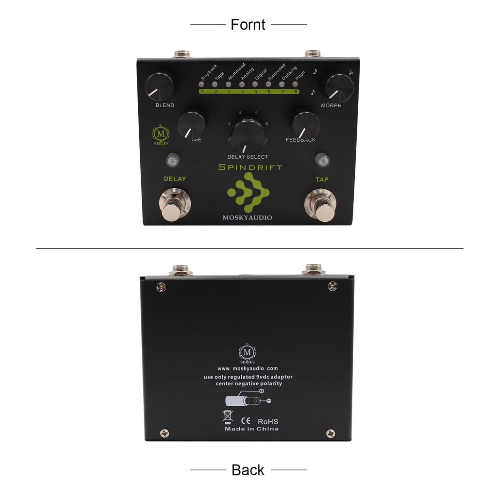 MOSKYAudio SPINDRIFT Guitar Pedal with 8-Mode Delay Selection F985