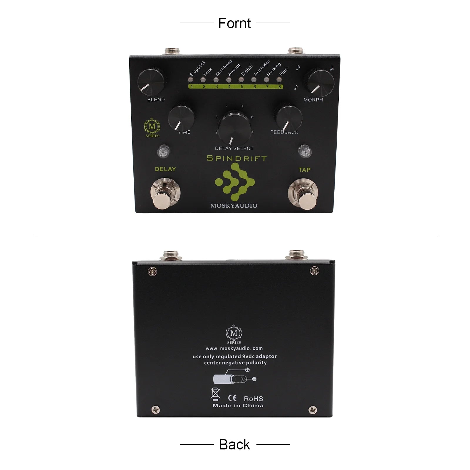MOSKYAudio SPINDRIFT Guitar Pedal with 8-Mode Delay Selection F985