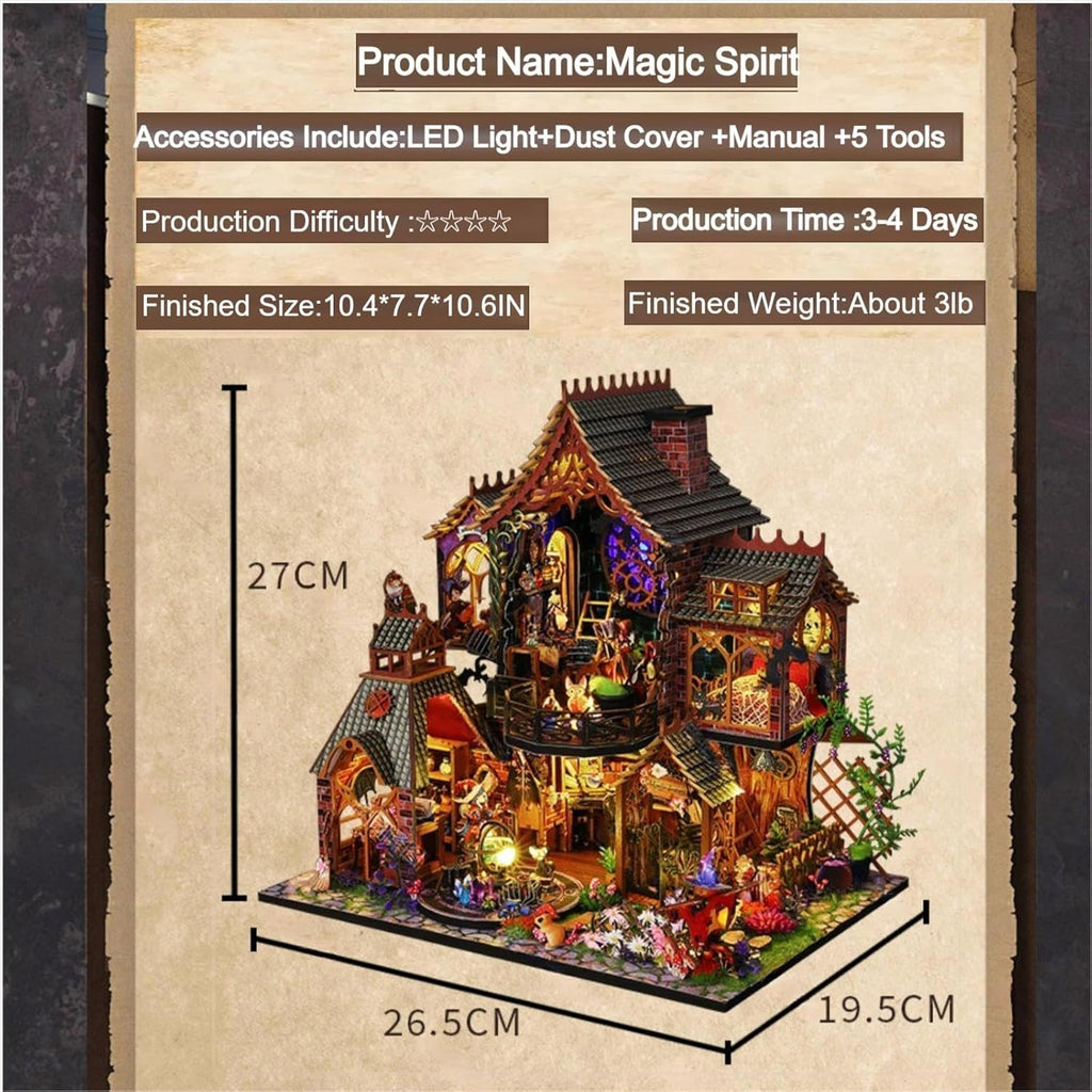 DIY Miniature House Kit with Dust Proof Cover & Tools, Wooden Dollhouse for Adults P73703