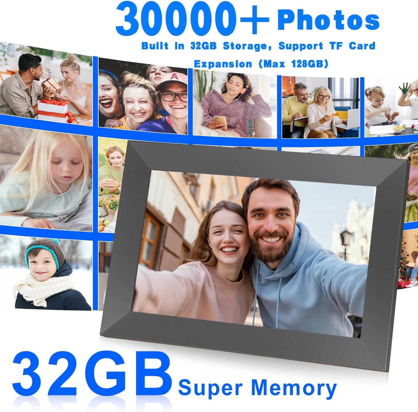 FRAMEO 10.1 Inch WiFi Digital Picture Frame with 32GB Storage and Touch Screen D155