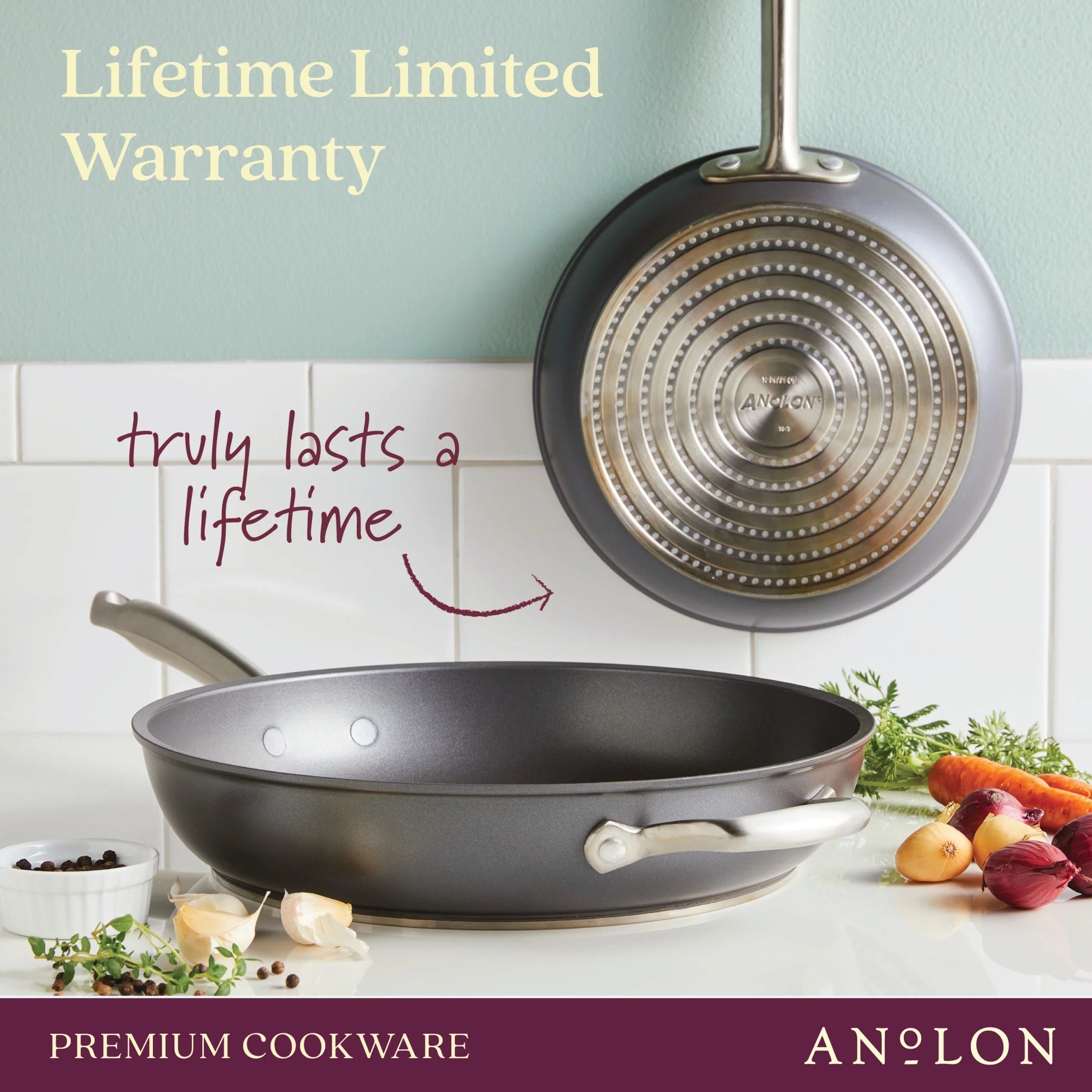 Anolon Accolade Forged Hard-Anodized Nonstick Wok with Lid, 13.5-Inch D69168