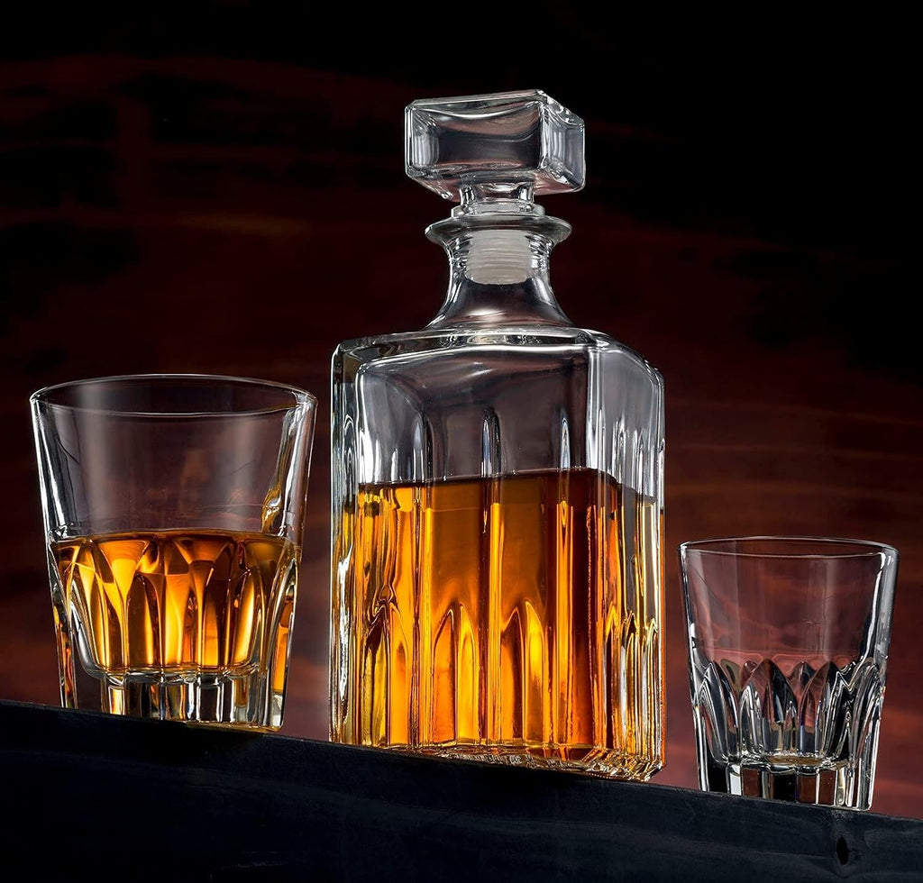 Godinger Whiskey Decanter and 2 Glasses Bar Set, Italian Made G948247
