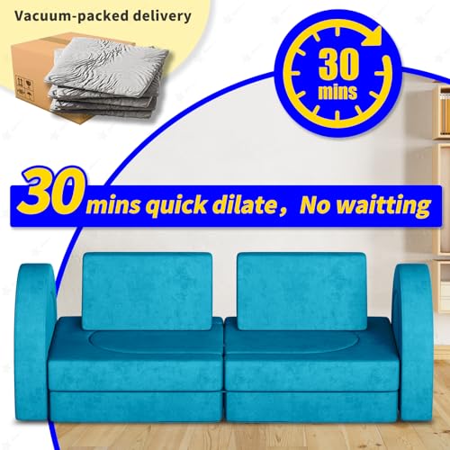 Kids Couch Modular Toddler Couch with 2 Triangular Cushions and 4 Arches, Gray R6577