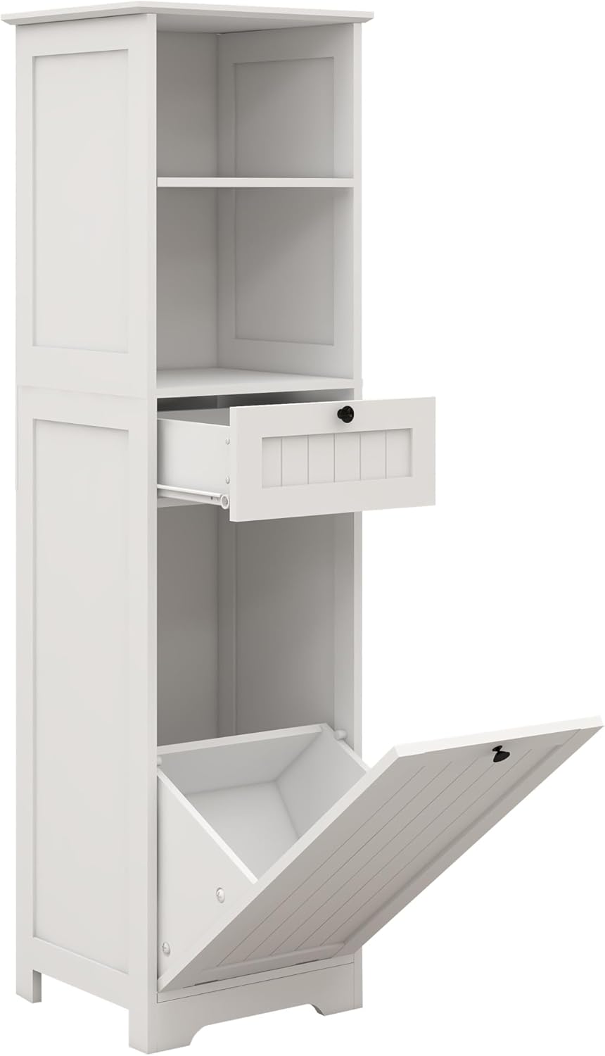 Compact Laundry Sorter Cabinet with Tilt-Out Basket Drawer, White P100
