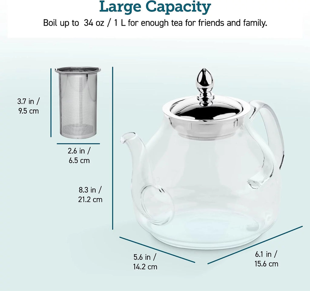 Cosori Glass Gooseneck Teapot with Stainless Steel Infuser, 1000 ml Y752029