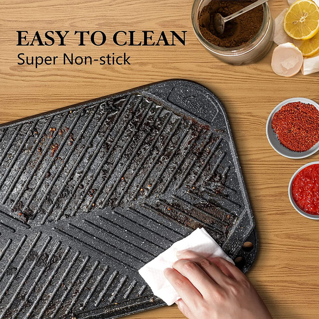 SENSARTE Nonstick Reversible Griddle Grill Pan for Stovetop and Camping, 19.5" x 10.7" W376999