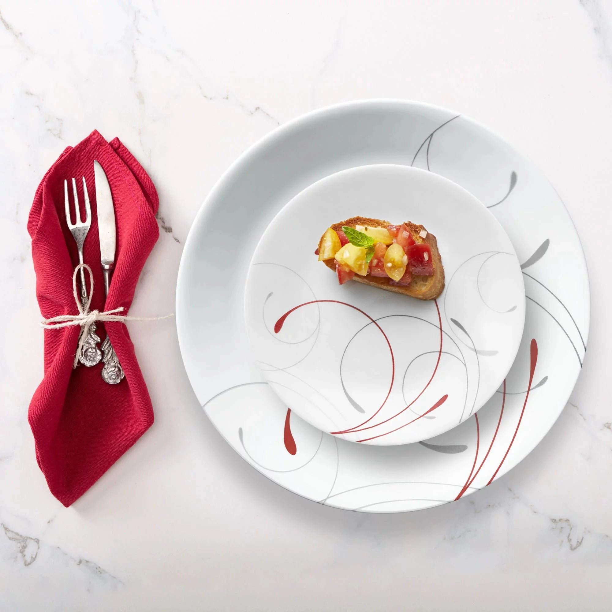 Corelle Splendor White and Red 12-Piece Dinnerware Set N484771