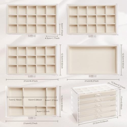 Clear Acrylic Jewelry Box with 5 Drawers for Women and Girls Q677262