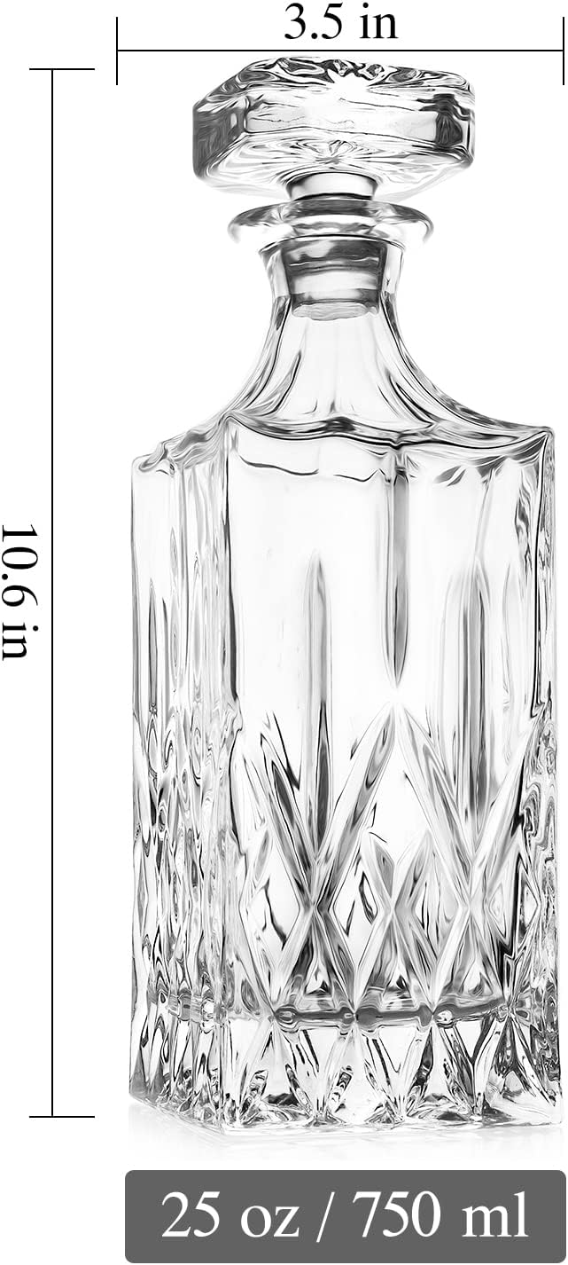 Whiskey Decanter with Glass Stopper, 25 oz Lead-Free Crystal C3862