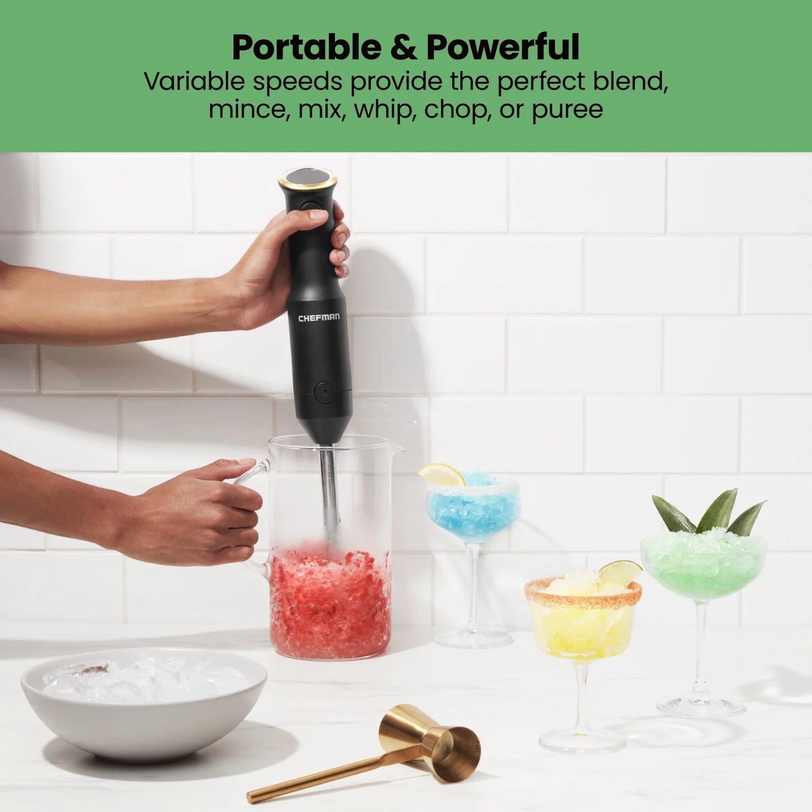Chefman Cordless Handheld Immersion Blender, Variable Speed, Black G431