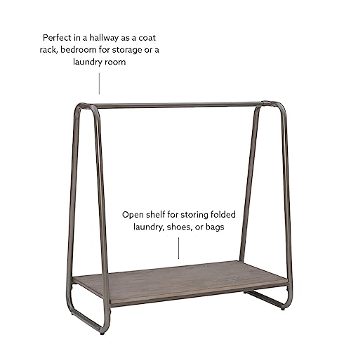 Linon Richter Modern Clothing Rack with Wooden Shelf F6213