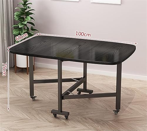 WANLIAN Folding Dining Table with 4 Wheels, Space Saving, Walnut U381