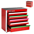 P.I.T. Mini Red Tool Box, Portable 5-Colorful Drawer Micro Roll Cab Steel Tool Box with Liner, Red Small Tool Case for Tools Storage, Home DIY