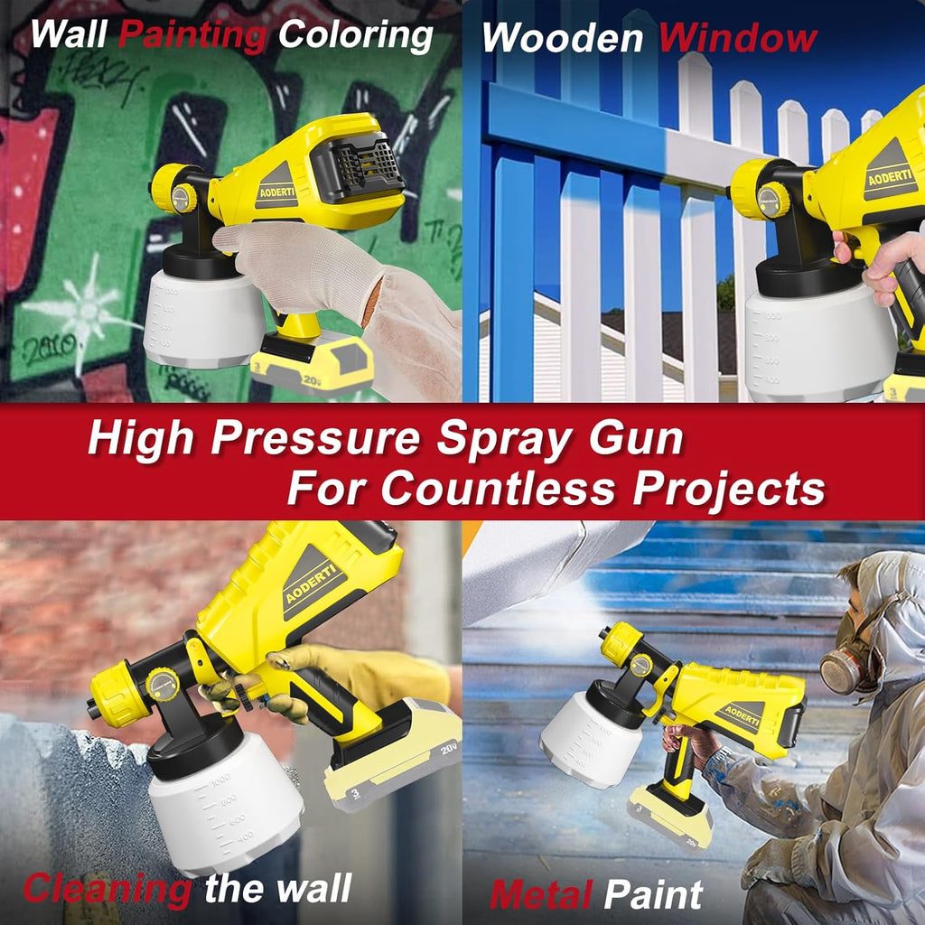 Cordless Paint Sprayer for DEWALT 20V Max Battery, HVLP Spray Gun, Yellow C6998