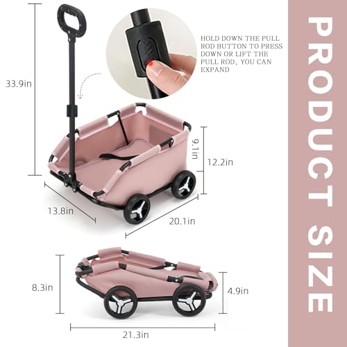 Pink 4-Wheel Folding Dog Stroller for Small Dogs Cats F74957