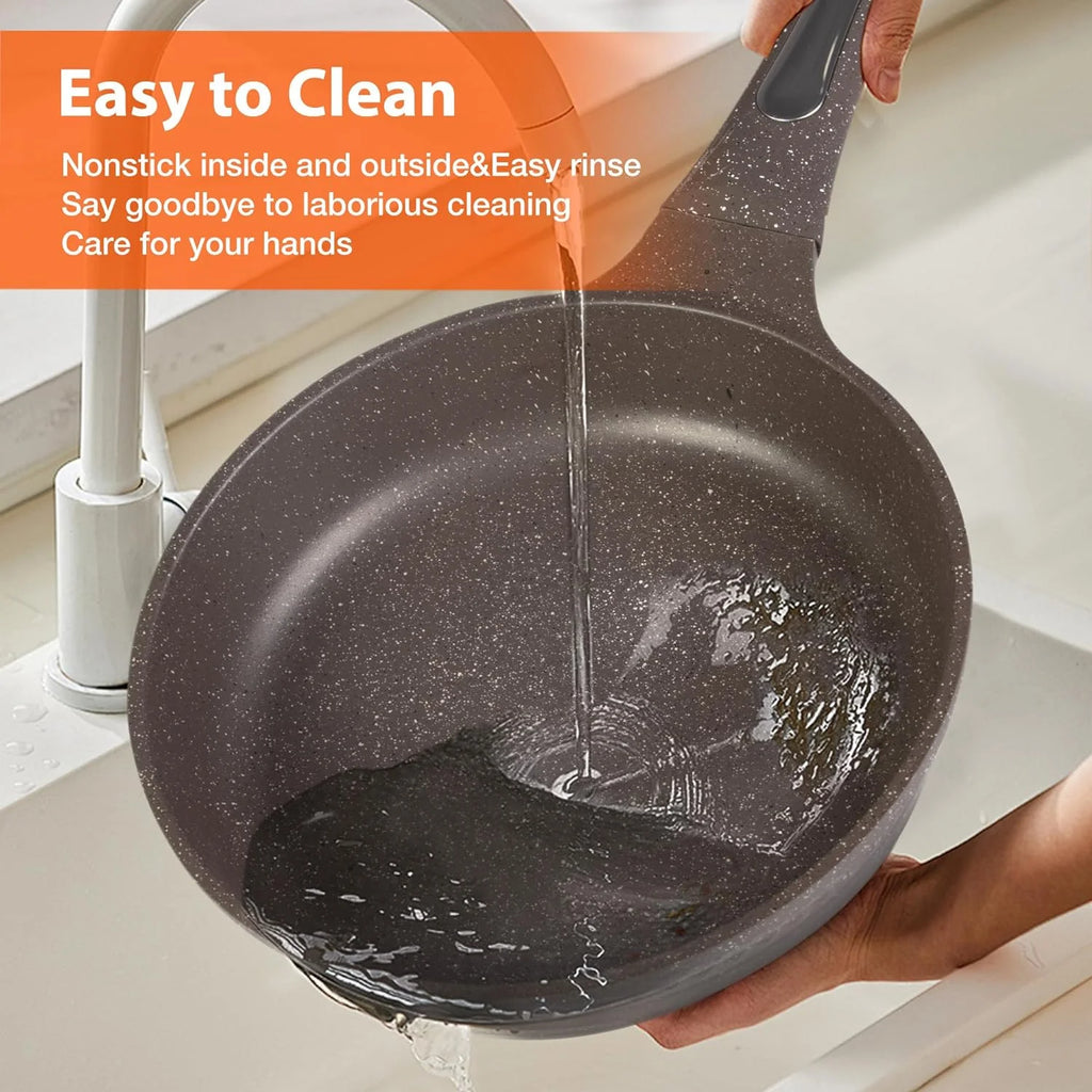 Nonstick Cookware Set 8 Piece, Dishwasher Safe Pots and Pans, Black L45308