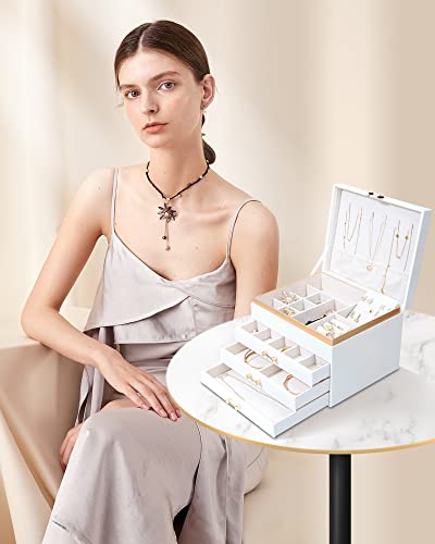 Jewelry Box with 4 Drawers for Women, Black H96916