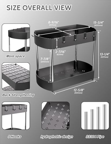 Under Sink Organizer and Storage 2 Pack for Kitchen Bathroom Cabinet, Black C8331