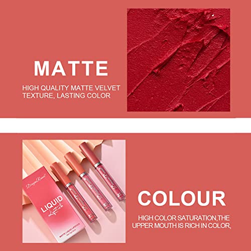 Matte Liquid Lipstick Set - Long-Lasting Waterproof Lip Stain (Light Red) W889