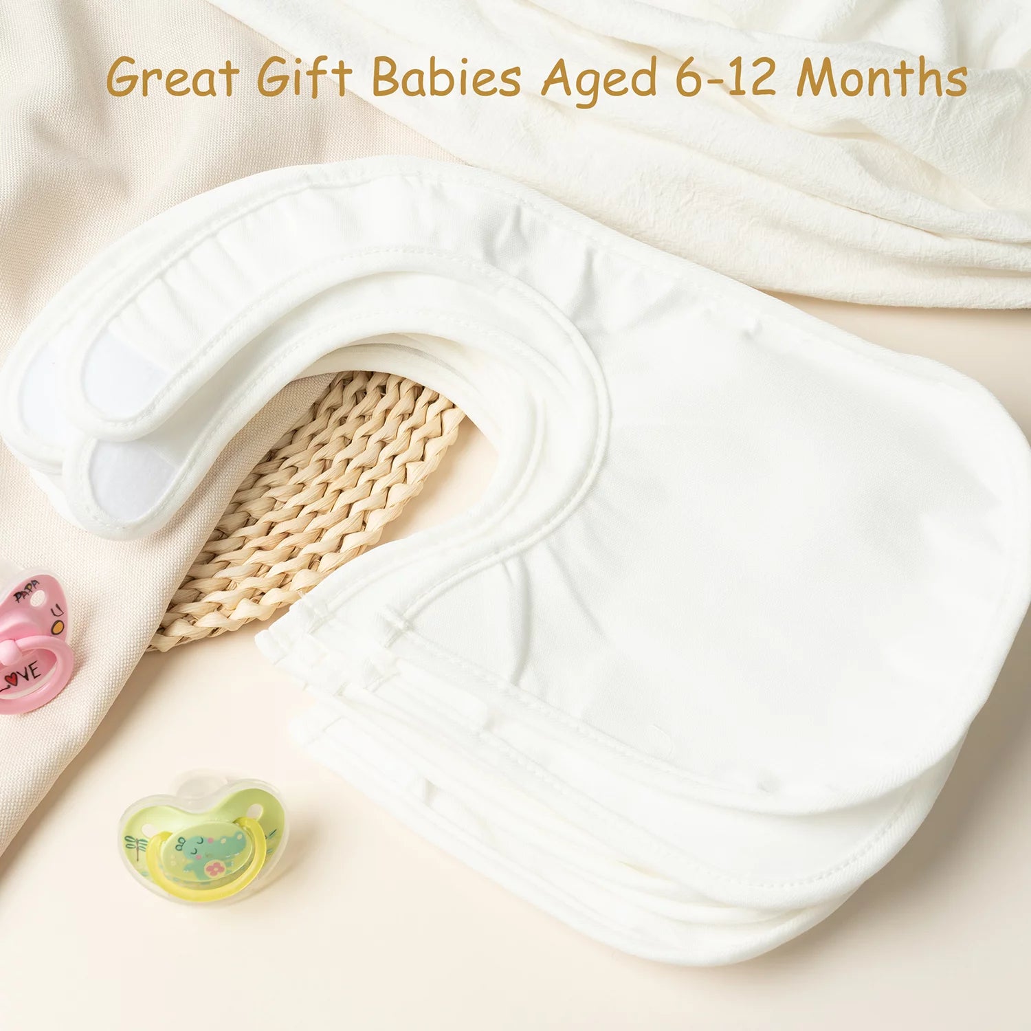 10Pcs Sublimation Baby Bibs White Cotton Waterproof DIY Blank B716