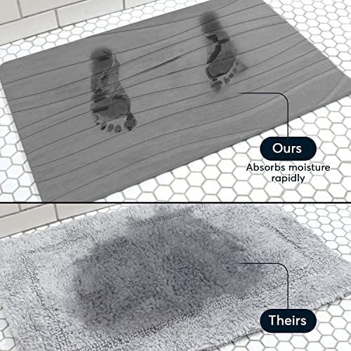 SUTERA Stone Bath Mat, Diatomaceous Earth Shower Mat, Non-Slip Quick Drying, Gray 23.5 x 15 D6749