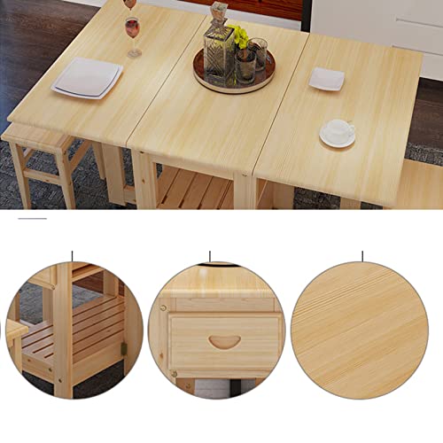 Foldable Kitchen Table with Wheels, Drop Leaf Dining Table for Small Spaces R978