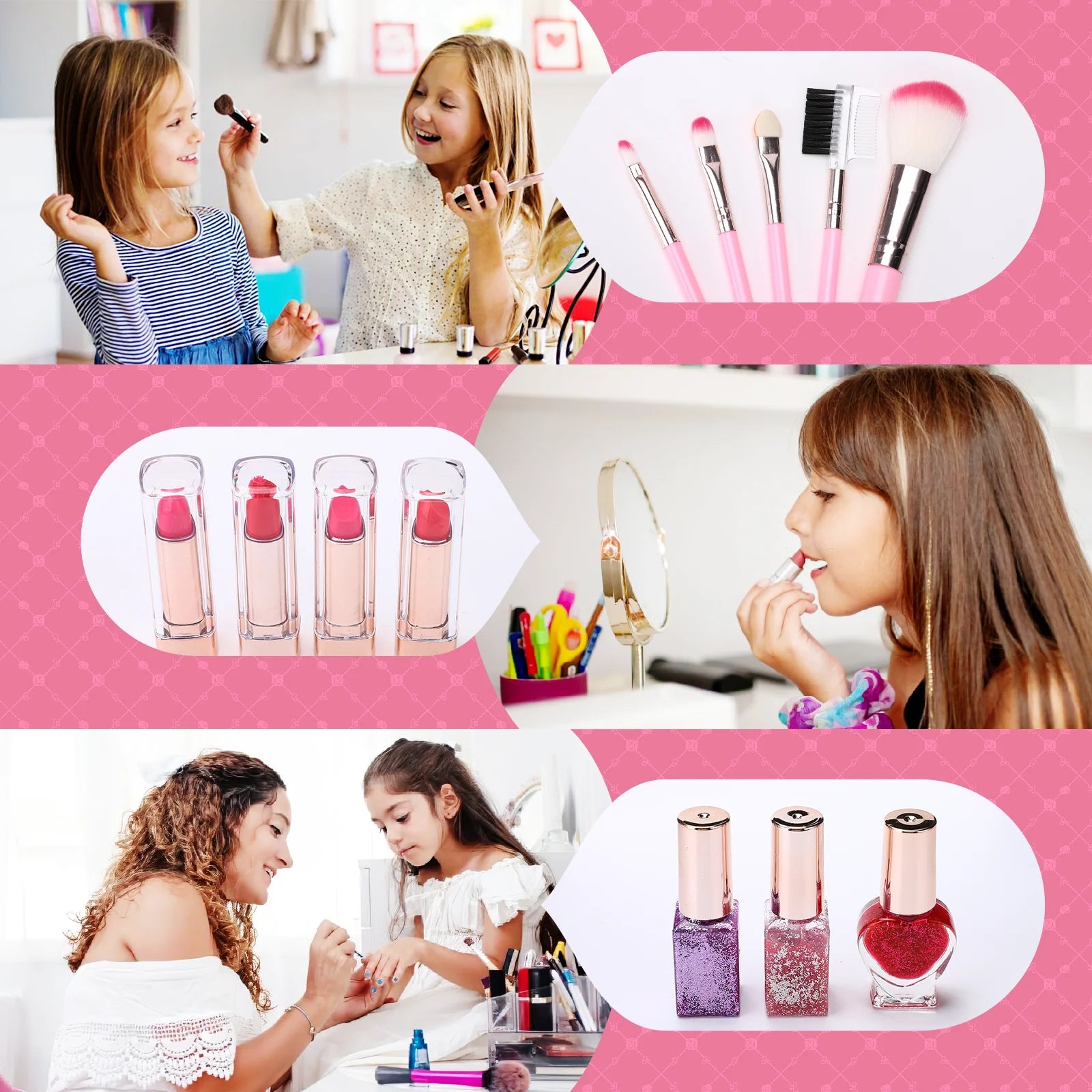 Welltop Kids Makeup Kit Toys for Girls 90 Pcs Washable Play Set H8334