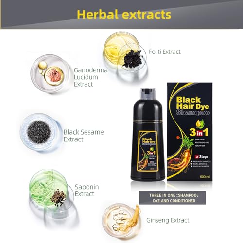 Ivnil Meidu Dark Brown Hair Dye Shampoo 3 in 1 for Grey Hair, 500ML W673