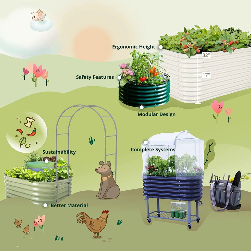 Vego Garden Cascading Metal Raised Garden Bed Kit, Olive Green Z15142