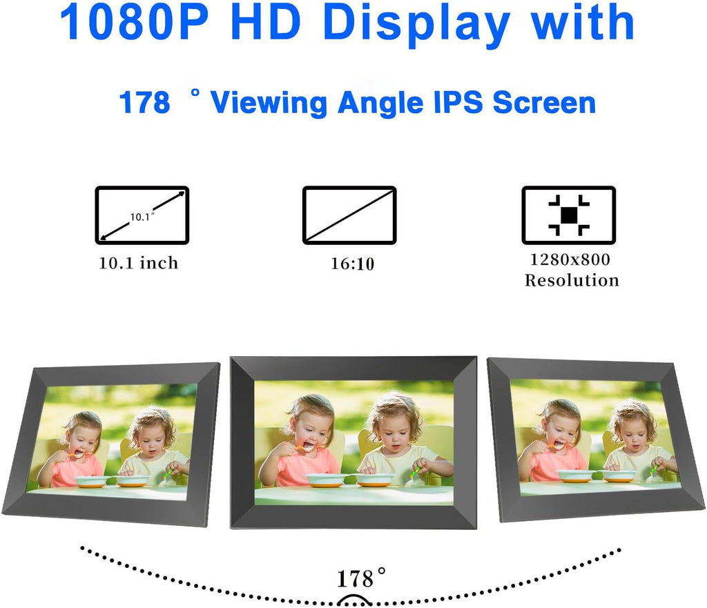 FRAMEO 10.1 Inch WiFi Digital Picture Frame with 32GB Storage and Touch Screen D155