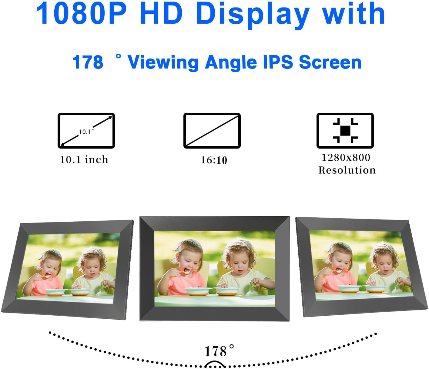 FRAMEO 10.1 Inch WiFi Digital Picture Frame with 32GB Storage and Touch Screen D155