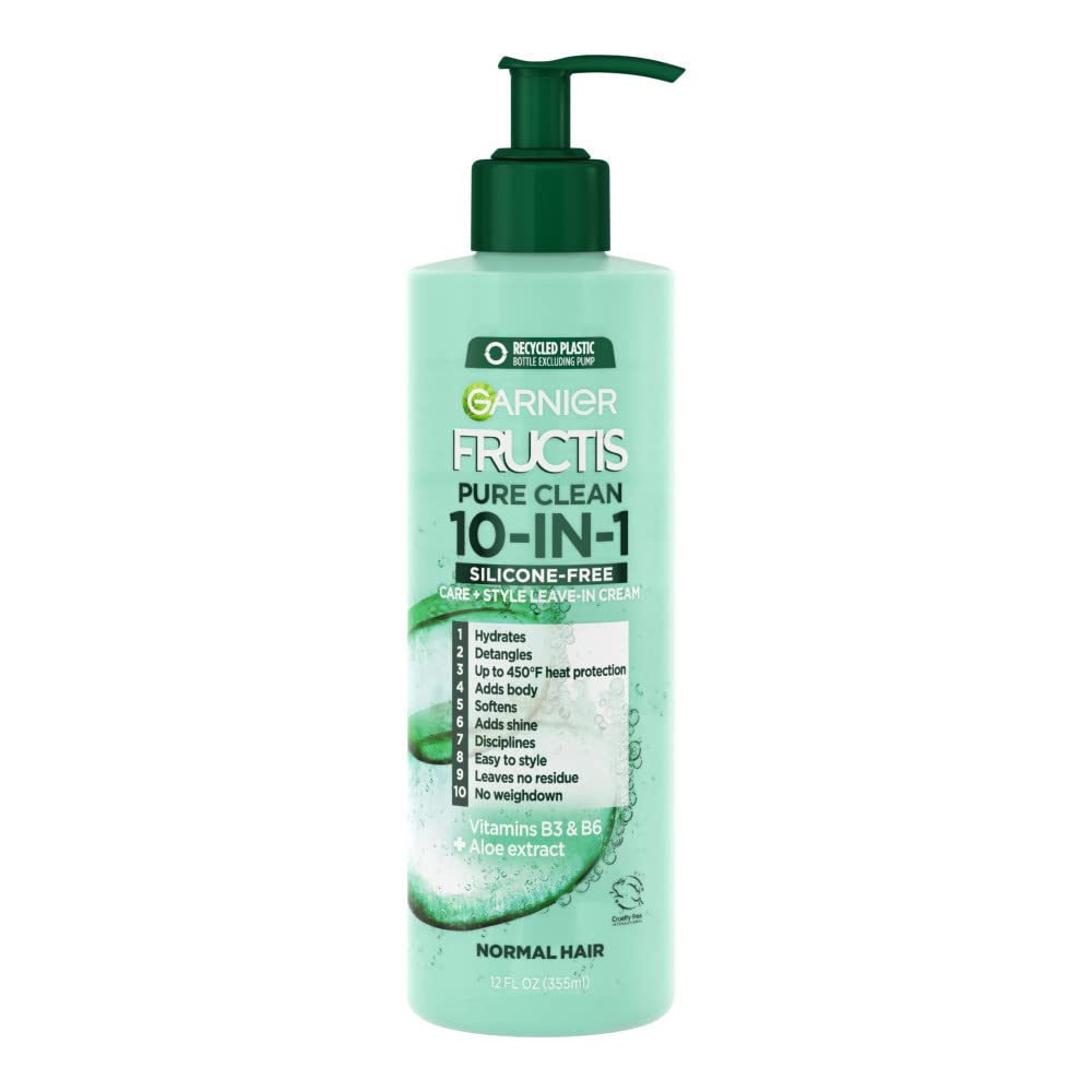 Garnier, Fructis Pure Clean 10-in-1 Care and Styling Leave In Cream, 12 Fl Oz