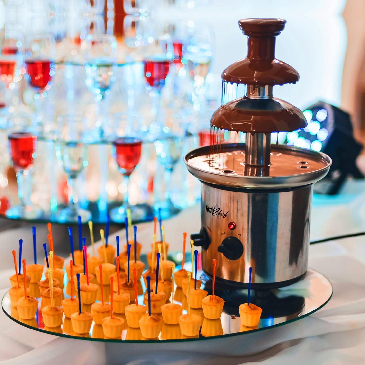 Total Chef 3-Tier Electric Chocolate Fondue Fountain Machine Stainless Steel X287756
