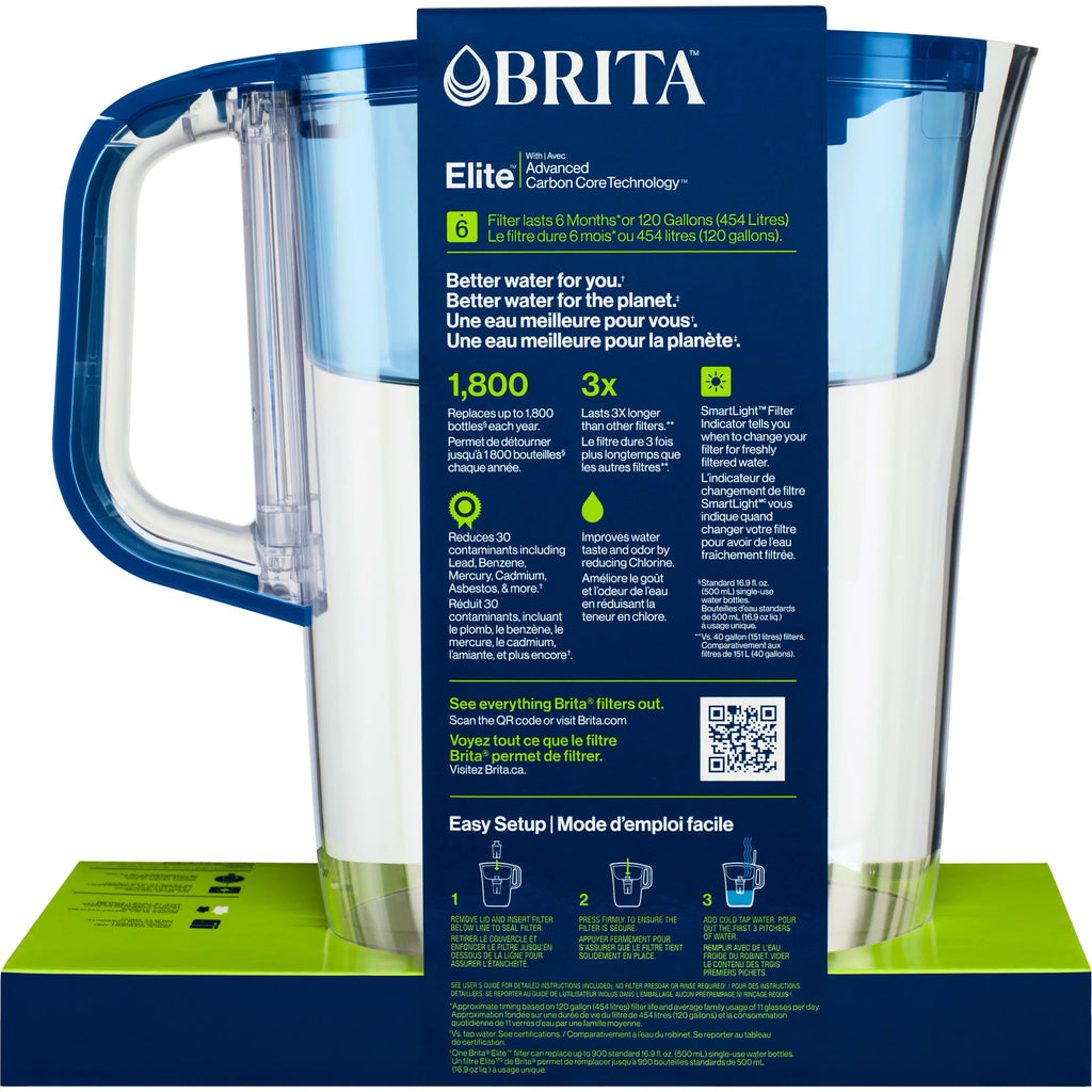 Brita Large 10 Cup Water Filter Pitcher with 1 Elite Filter T869